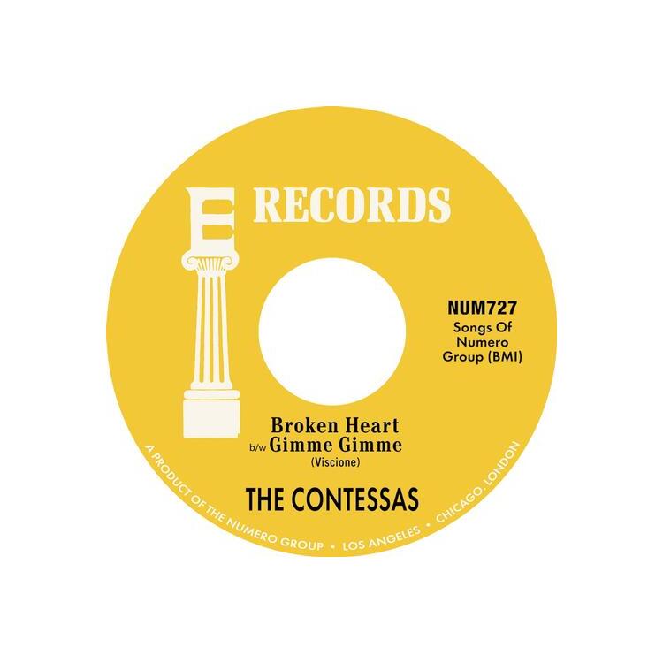 THE CONTESSAS - Broken Heart B/w Gimme Gimme [7in] (Opaque Peach & White Marble Vinyl)