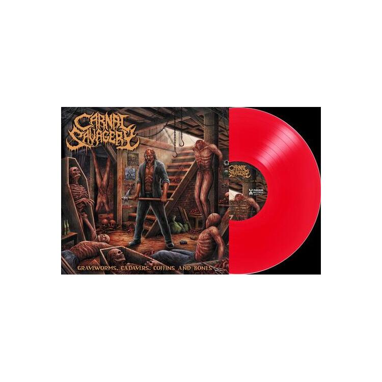 CARNAL SAVAGERY - Graveworms Cadavers Coffins & Bones - Clear Red